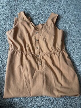 Sleeveless V-Neck Button-Front Full Length Jumpsuit